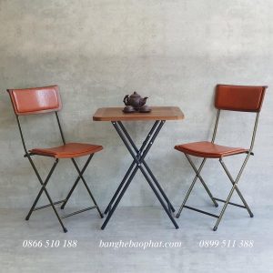 Bộ bàn ghế fansipan patio nệm da xếp gọn