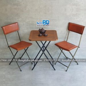 Bộ bàn ghế fansipan patio nệm da xếp gọn