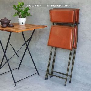 Bộ bàn ghế fansipan patio nệm da xếp gọn