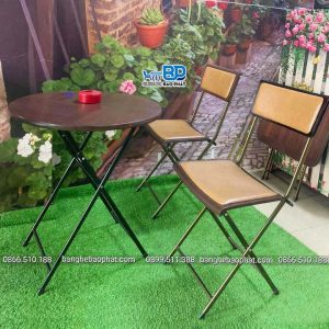 Bộ bàn ghế fansipan patio nệm da xếp gọn
