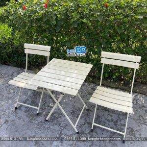 Bộ bàn ghế mini fansipan bằng sắt xếp gọn 2 ghế 1 bàn