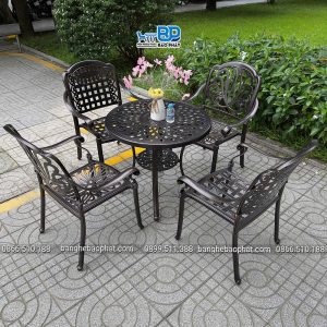 Bộ bàn ghế nhôm đúc caro vuông BPAV04