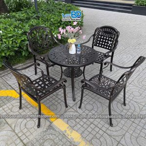 Bộ bàn ghế nhôm đúc caro vuông BPAV04