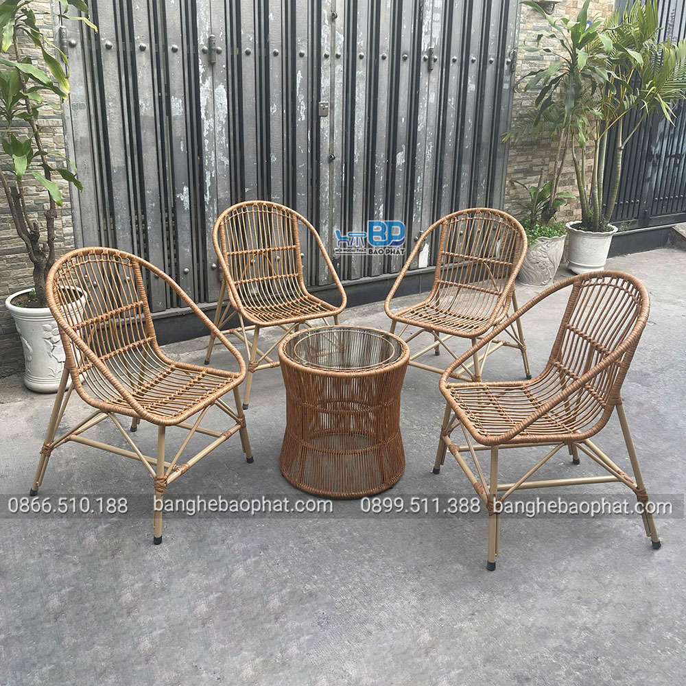 Bộ bàn ghế nhựa giả mây ban công BGNGMBP093