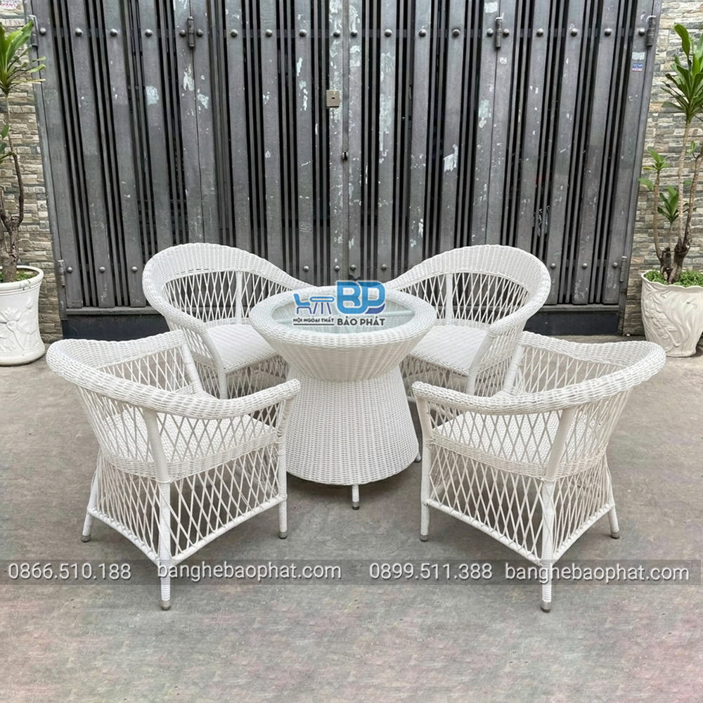 Bộ bàn ghế giả mây sợi tròn BGNGMBP095