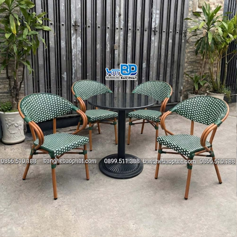 Bàn ghế quán chè nhựa giả mây