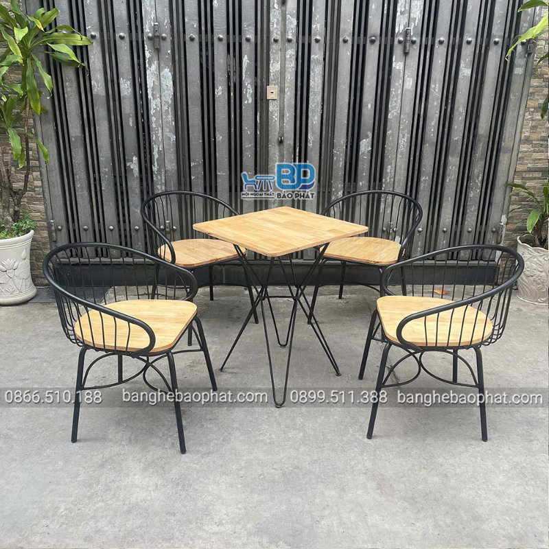 Bộ bàn ghế quán chè sắt gỗ