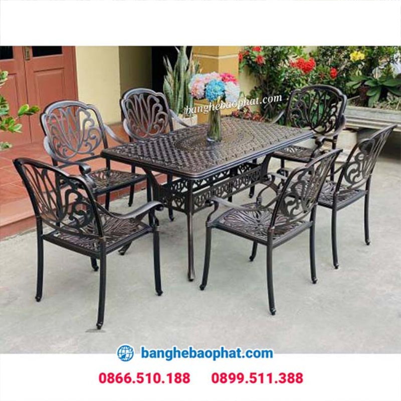 Bộ bàn ghế quán lẩu sân vườn từ nhôm đúc nguyên khối