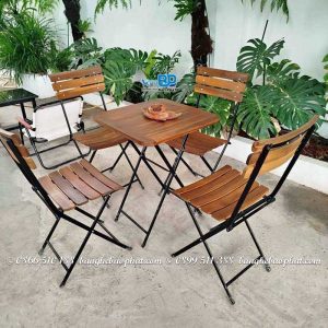 Bộ bàn ghế xếp nan cong Patio 02