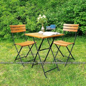 Bộ bàn ghế xếp nan cong Patio 02