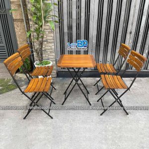 Bộ bàn ghế xếp nan cong Patio 02