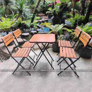 Bộ bàn ghế xếp nan cong Patio 02