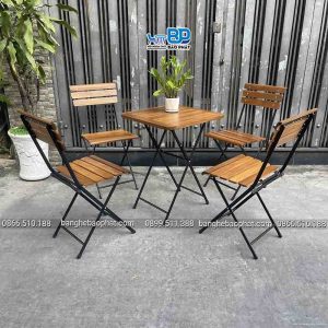 Bộ bàn ghế xếp nan thẳng Patio 01
