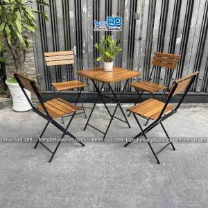Bộ bàn ghế xếp nan thẳng Patio 01