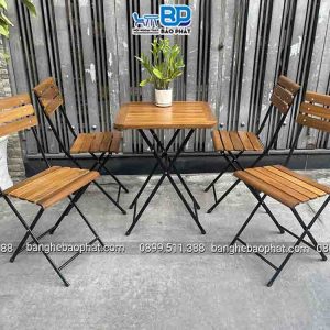 Bộ bàn ghế xếp nan thẳng Patio 01