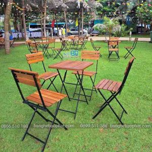Bộ bàn ghế xếp nan thẳng Patio 01