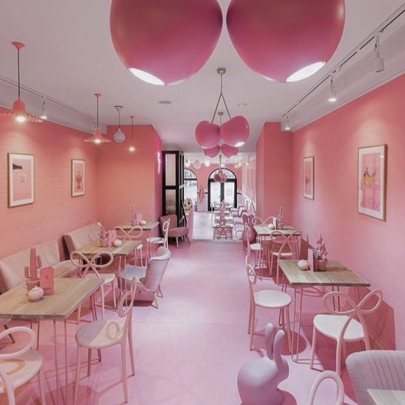 Concept phối màu hồng cho quán cafe 