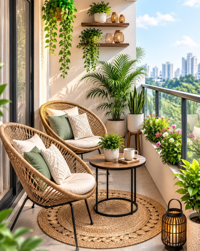 Mẫu ban công cực chill  theo phong cách Bistro