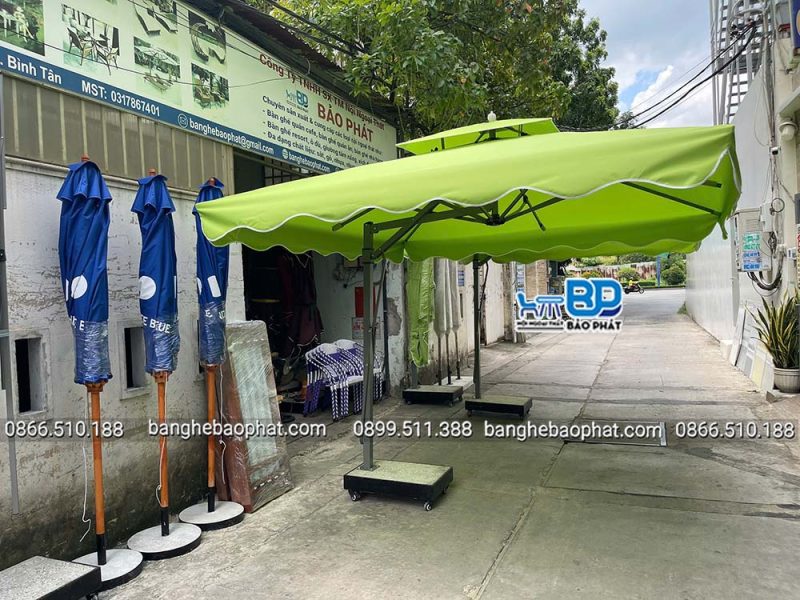 Nơi bán dù che nắng ngoài trời lệch tâm vuông 3 mét màu xanh đọt chuối giá rẻ