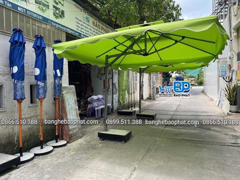 Ứng dụng của dù che nắng ngoài trời lệch tâm vuông 3 mét màu xanh đọt chuối