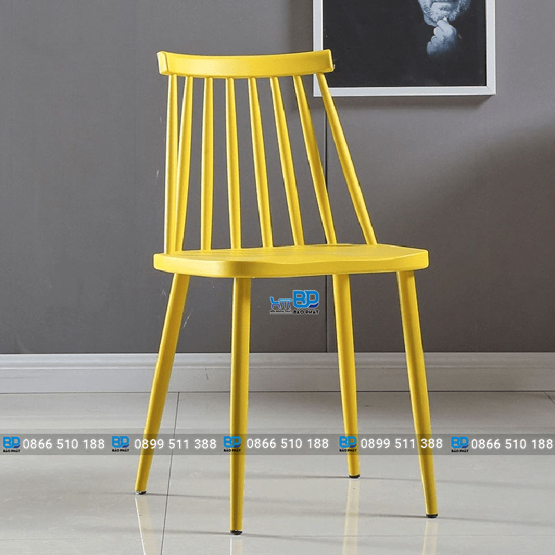 Ghế cafe màu vàng nhựa đúc 3044A kiểu dáng hiện đại