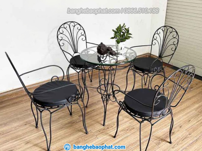 Ghế sắt tròn nghệ thuật sơn tĩnh điện BGSNTBP001