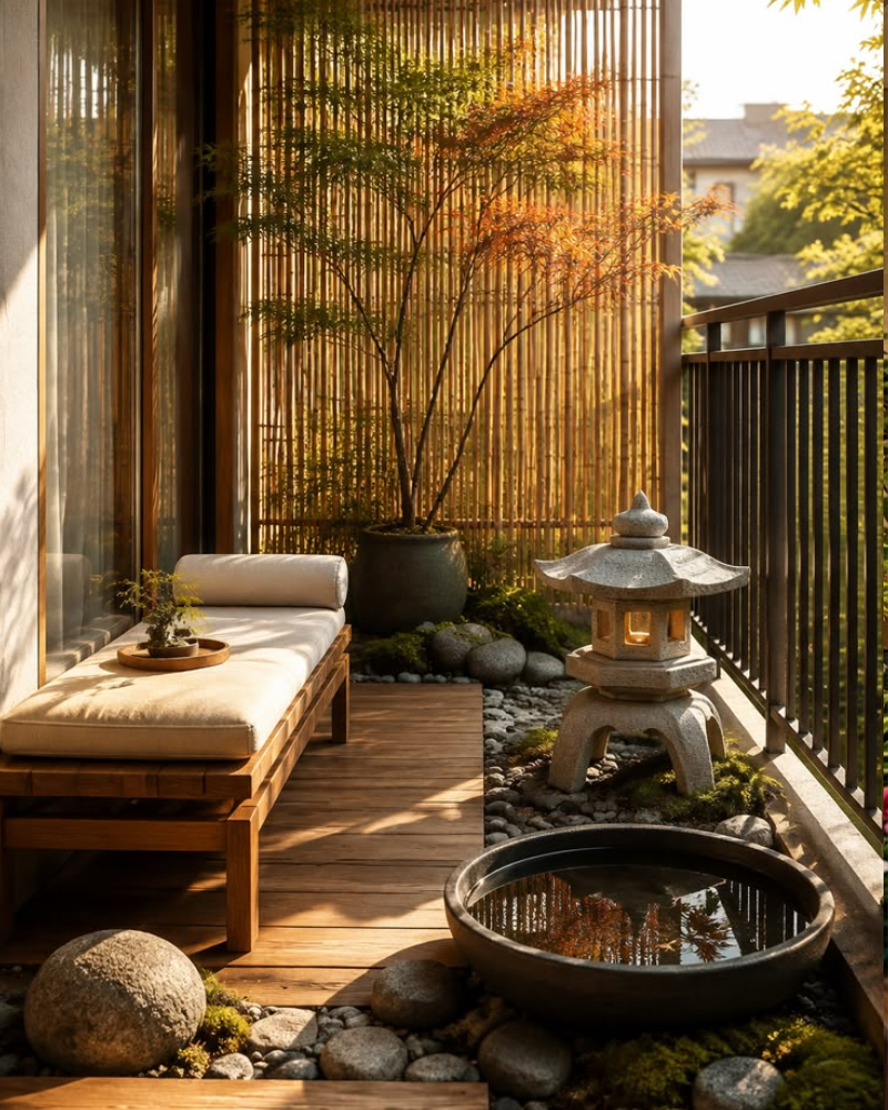 Mẫu Decor ban công chill theo phong cách Nhật Bản (Zen)