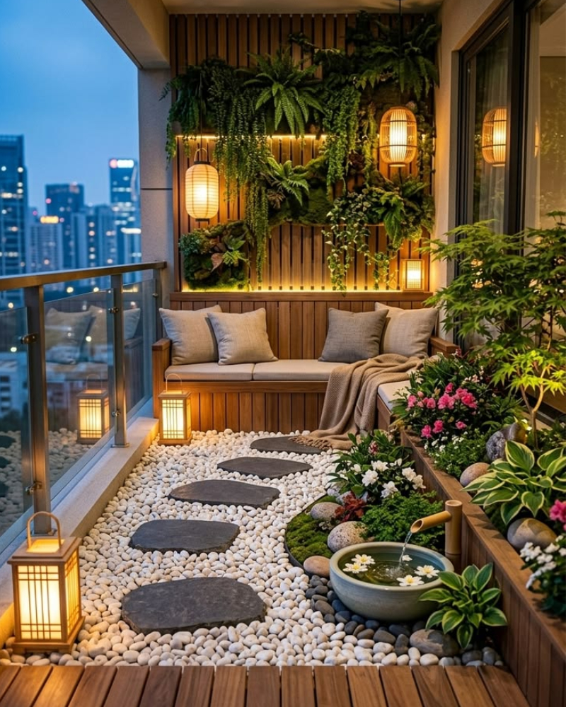 Decor ban công chill theo phong cách Nhật Bản