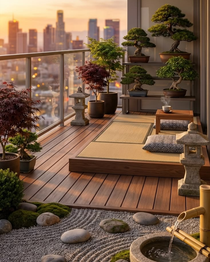 Ý tưởng Decor ban công theo phong cách Zen