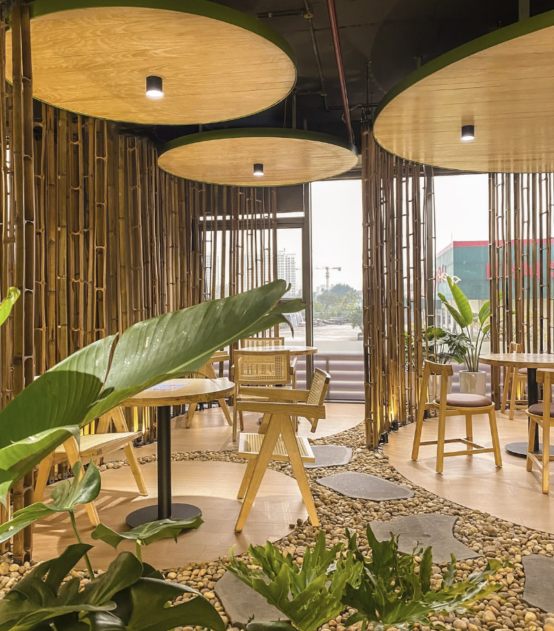 Mẫu thiết kế quán cafe bằng tre tĩnh lặng dành cho người yêu đọc sách