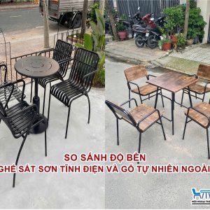 So sánh độ bền bàn ghế sắt sơn tĩnh điện và bàn ghế gỗ tự nhiên ngoài trời