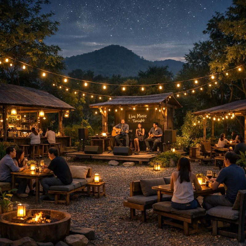 Mẫu thiết kế cafe DJ không gian mở kết hợp sân vườn thoáng đãng