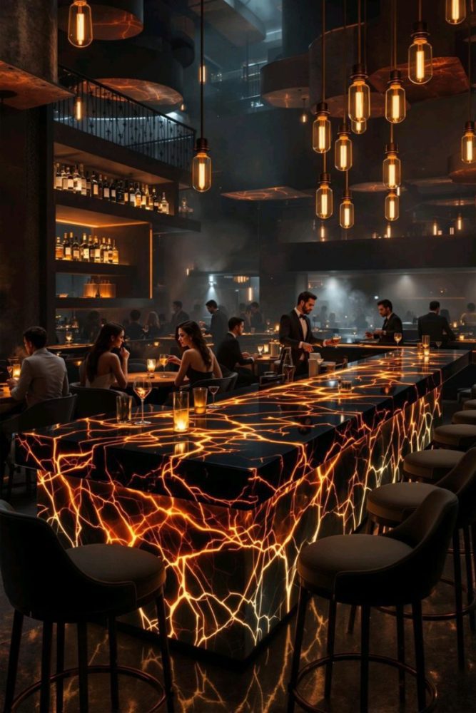 Mẫu thiết kế quán cafe DJ với dải đèn đổi màu