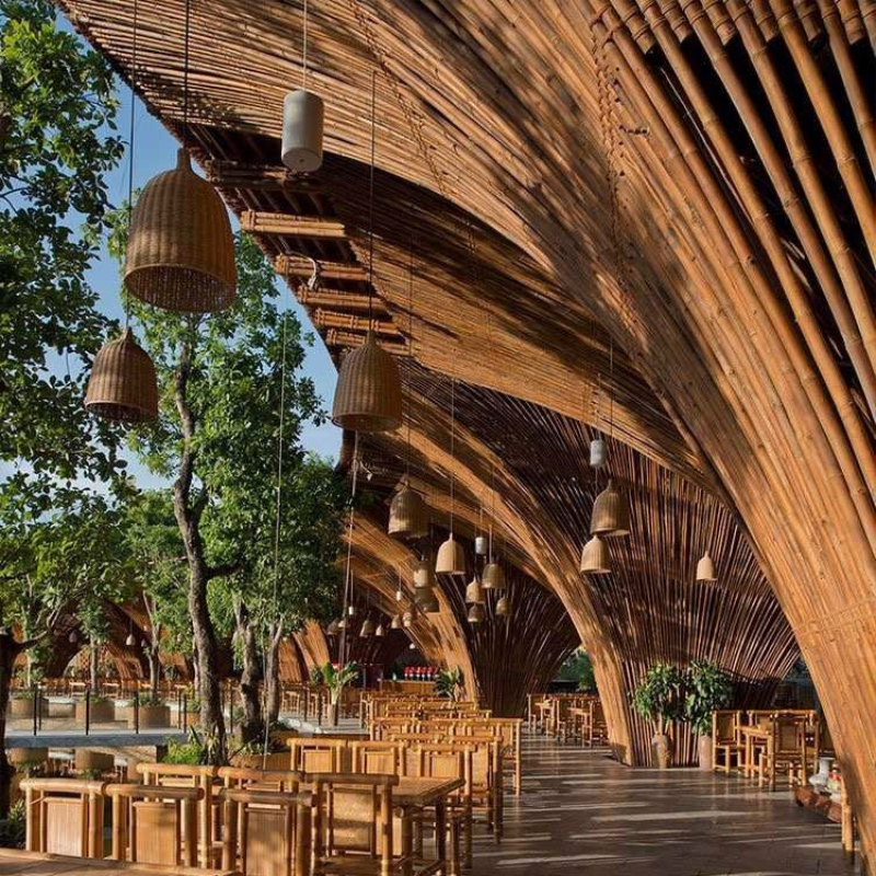 Thiết kế quán cafe bằng tre mái vòm