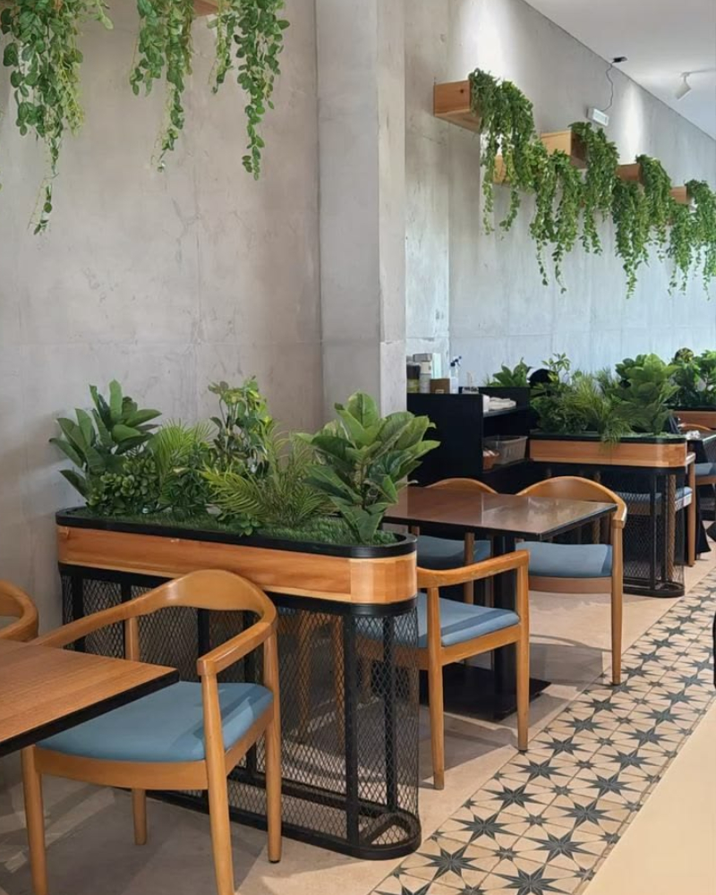 Mẫu quán cà phê Hàn Quốc phân tầng cây xanh cùng gạch hoa cổ