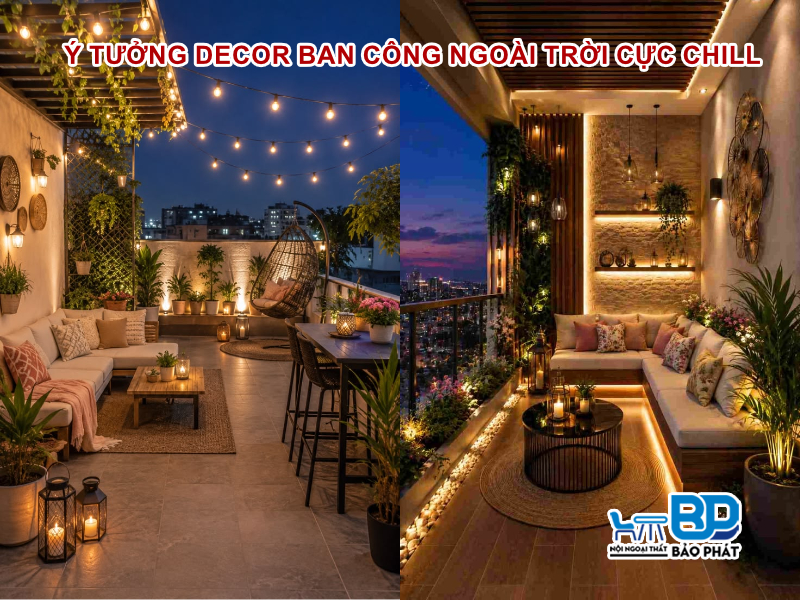 Ý tưởng decor ban công ngoài trời cực chill