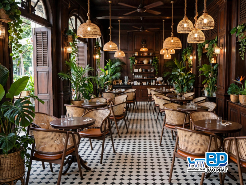 Bàn ghế cafe Indochine đẹp, sang trọng