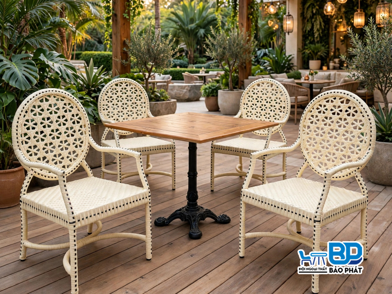 Bàn ghế mây sân vườn ngoài trời chịu nắng mưa tốt