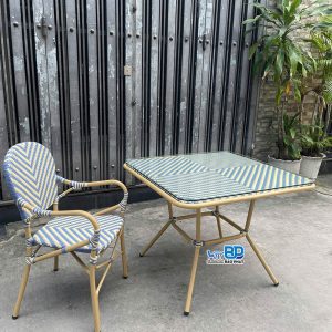 Bàn ghế ngoài trời khung nhôm đan mây nhựa BGNGMBP102