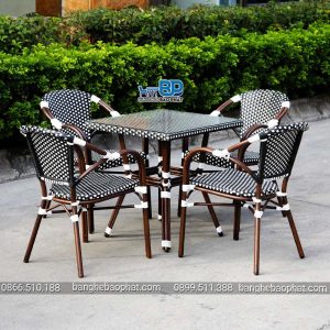 Bàn ghế nhựa giả mây khung nhôm cao cấp BGNGMBP103a