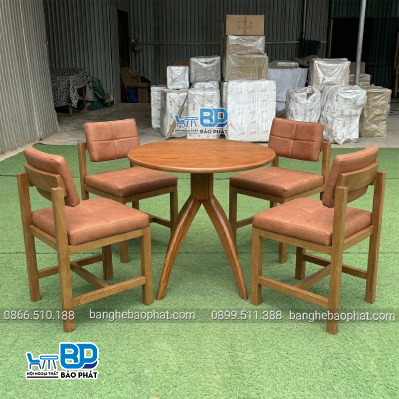 Bộ bàn ghế gỗ bọc da 