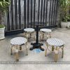Bộ bàn ghế đôn nhựa giả mây không tựa lưng
