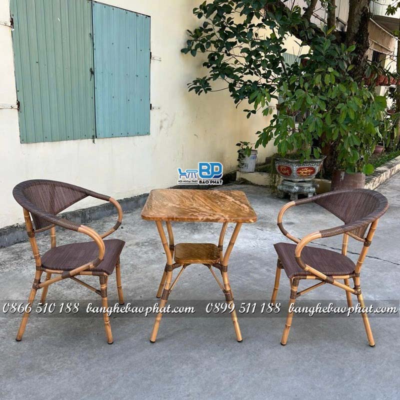 Bộ bàn ghế khung nhôm lưới textilene Paris 01 13 Bộ bàn ghế khung nhôm lưới textilene paris 01