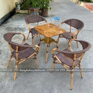 Bộ bàn ghế khung nhôm lưới textilene paris 01
