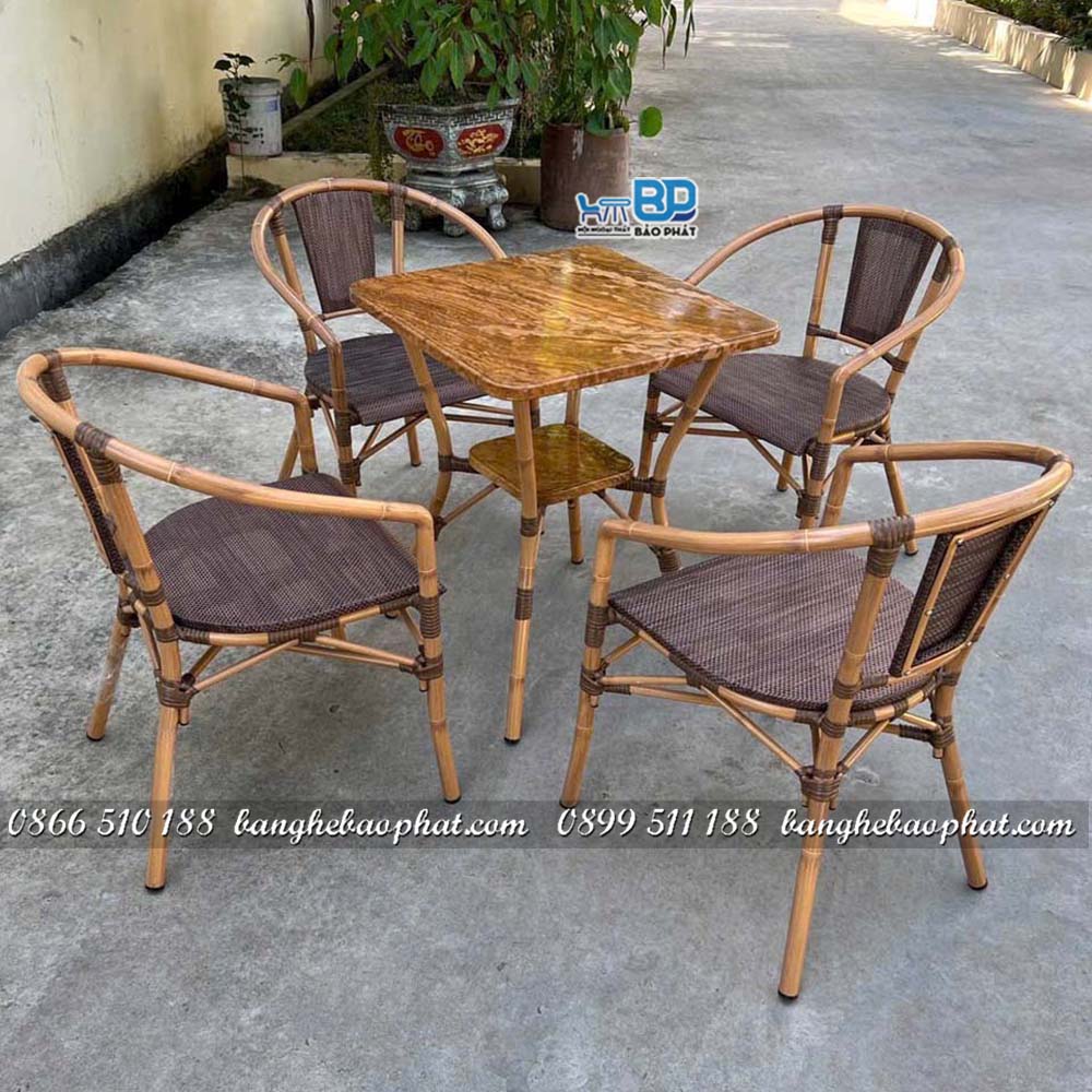 Bộ bàn ghế khung nhôm lưới textilene Paris 02 11 Bộ bàn ghế khung nhôm lưới textilene paris 02
