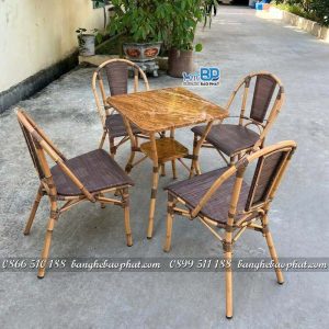Bộ bàn ghế khung nhôm lưới textilene Paris 03
