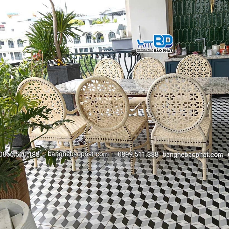Bộ bàn ghế mây sân vườn ngoài trời cao cấp BGNGMBP100