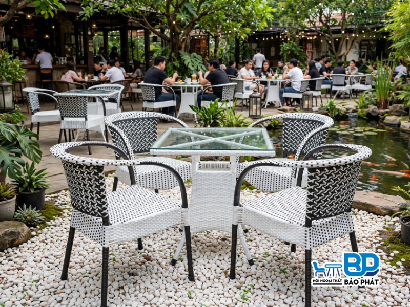 Bộ bàn ghế mây sân vườn ngoài trời BGNGMBP010