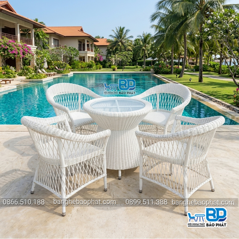 Bộ bàn ghế mây sân vườn ngoài trời BGNGMBP095