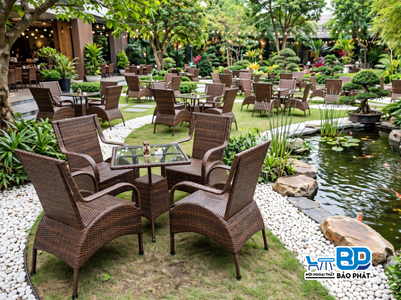 Bộ bàn ghế mây "VUA" sân vườn ngoài trời BGNGMBP026
